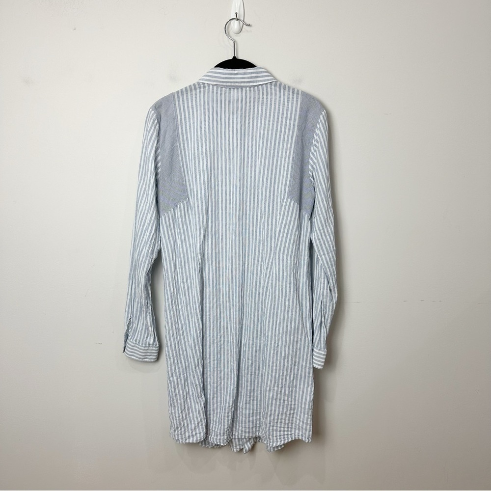 cabi Pucker Stripe Button Down Blue White Shirt Style #244 - Picture 4 of 7